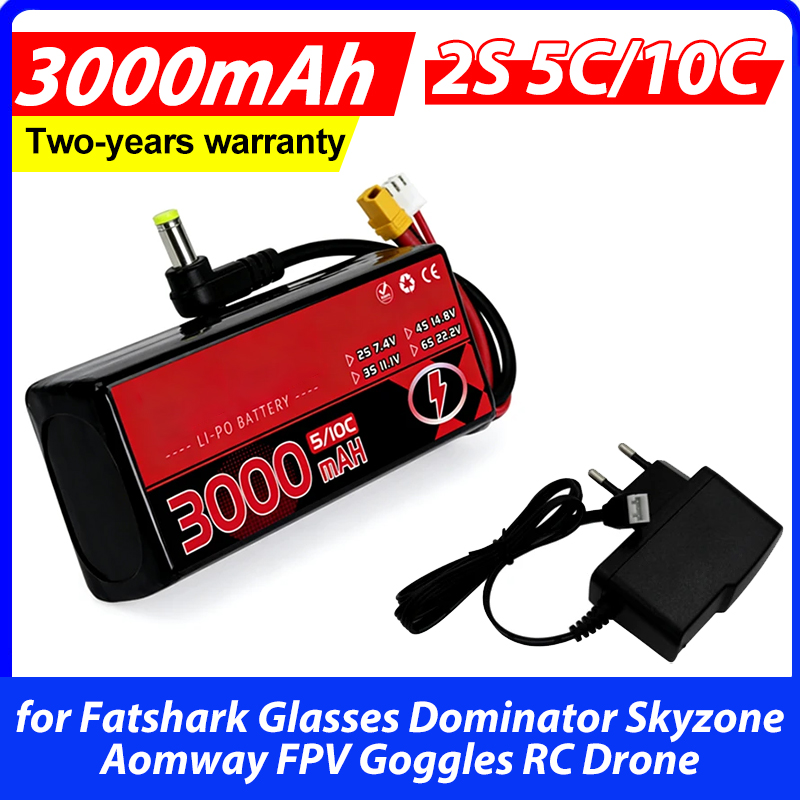 Baterai Lipo 3000MAH 2S 5C 10C - Skyzone Sky04X Pro Oled Fpv Goggles ulasan dan harga